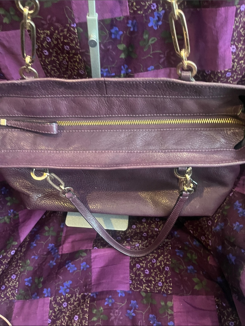 Coach Madison Leather North South Tote in Black Violet - Picture 8 of 14